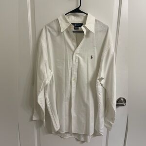 Like New Men’s Long Sleeve 17-34 Polo by Ralph Lauren White Oxford Shirt